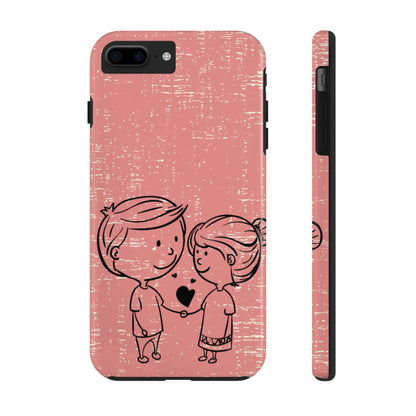 Romantic Couple Holding Hands Line Drawing Cell Phone Case - Rose Colored Love Cover