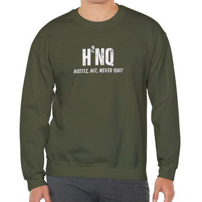 Men's Heavy Sweatshirt – "Hustle Hit Never Quit" Motivational Graphic Sweatshirt