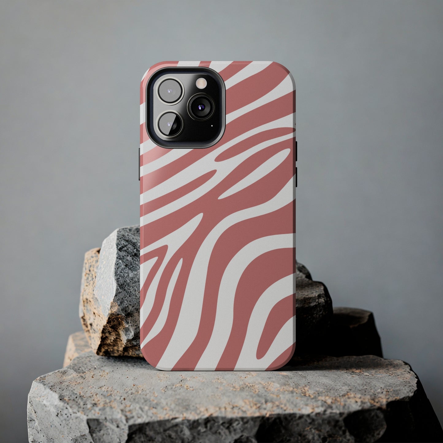 Pink and White Zebra Stripes iPhone Case - Stylish and Protective Cover for Your Device