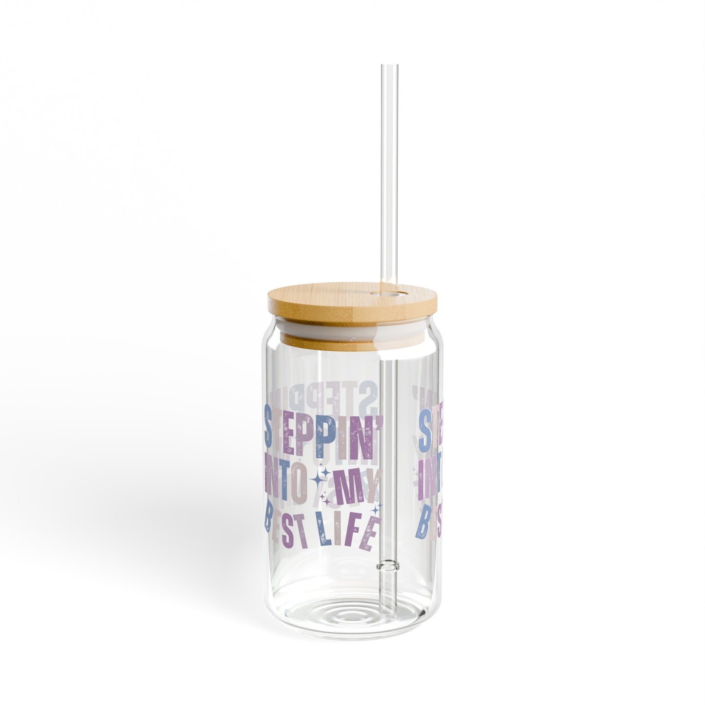 Stepping Into My Best Life Sipper Glass with Lid, 16oz