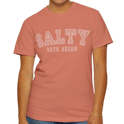 Eddy and Rita Women's Comfort Colors T-Shirt - "Salty Days Ahead" Beach Graphic Tee