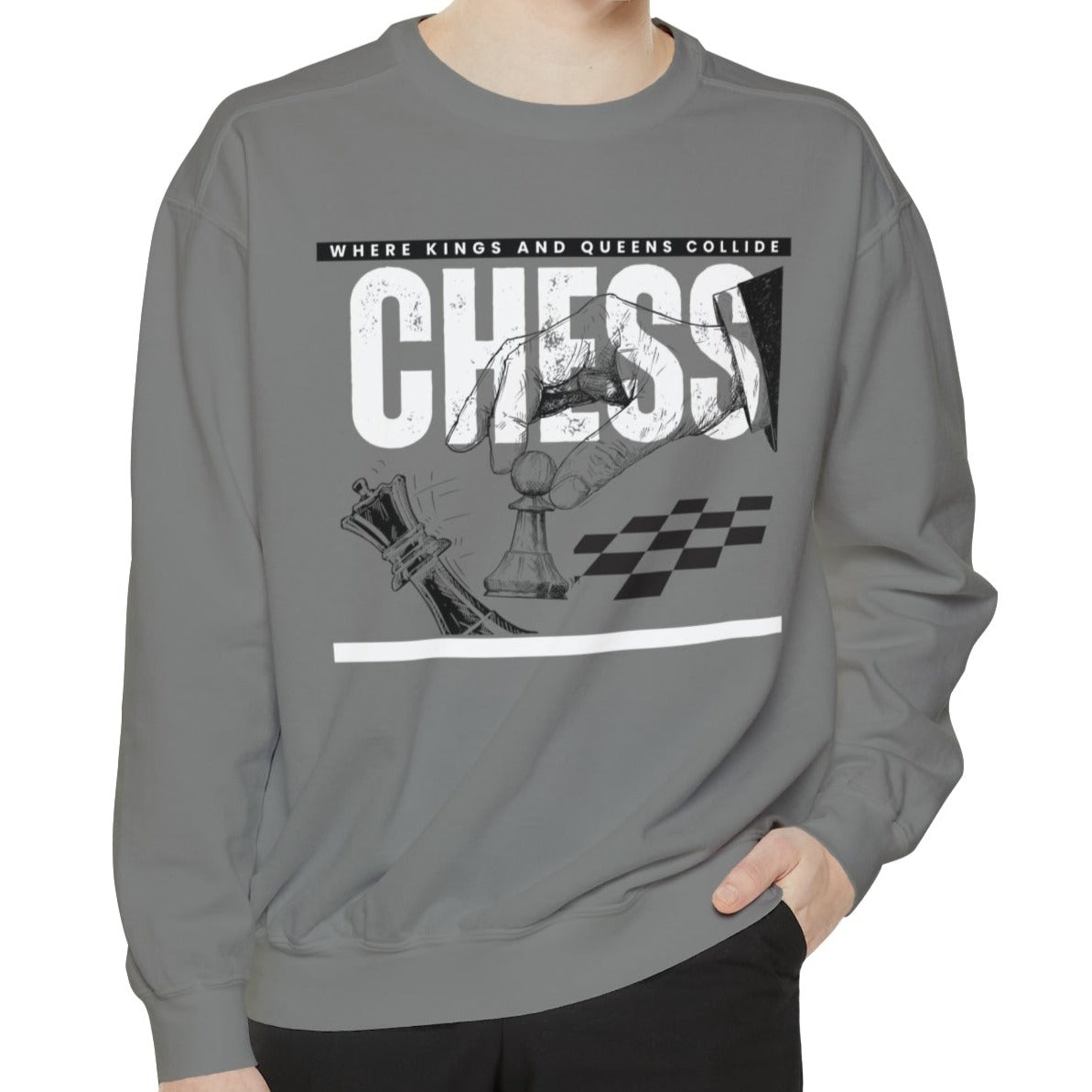 Chess, Where Kings and Queens Collide Strategic Comfort Colors Men's Sweatshirt - Eddy and Rita