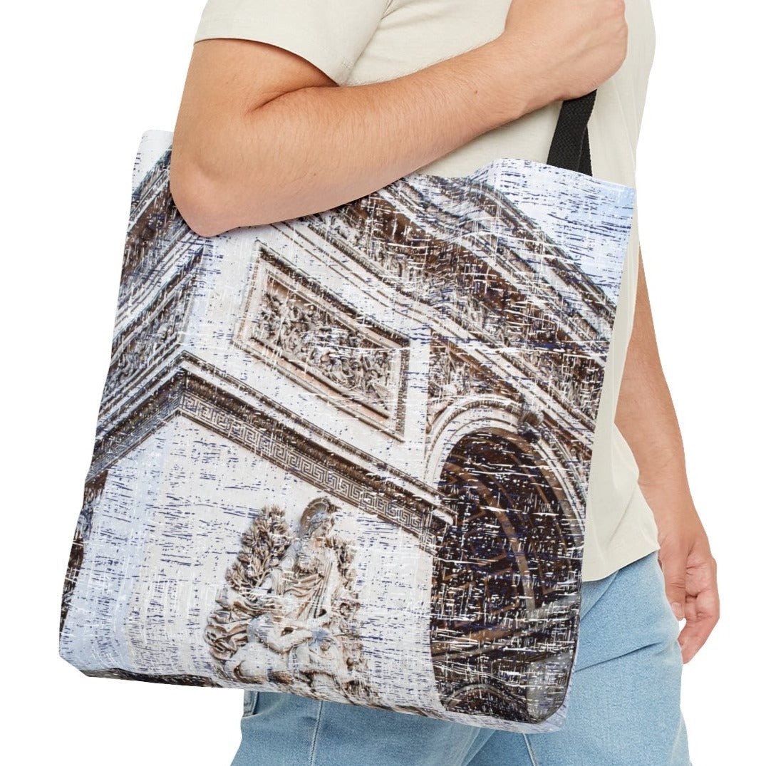 Corner View of Arc de Triomphe Large Tote Bag - Parisian Landmark Elegance