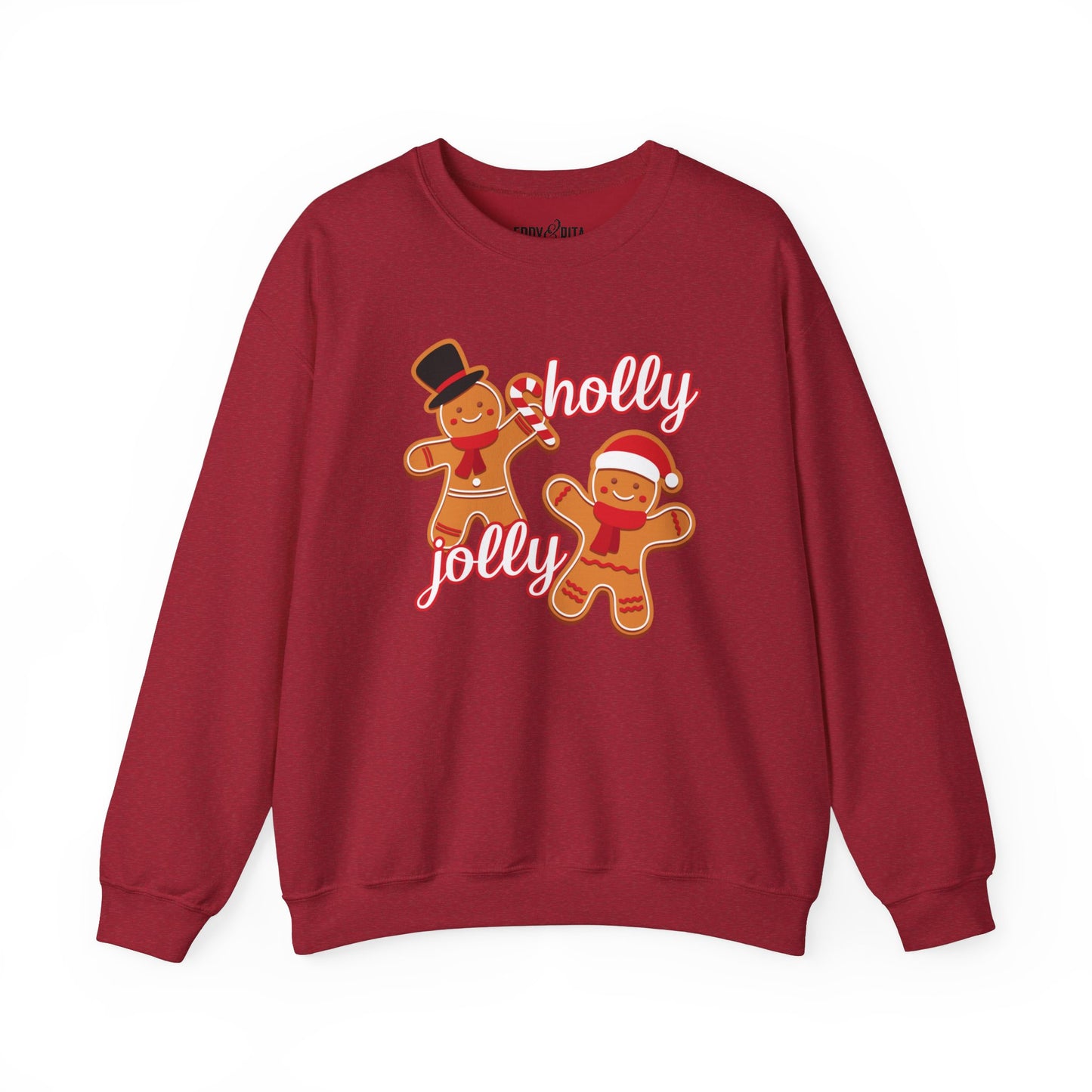 Women’s Heavy Sweatshirt – Holly Jolly Gingerbread Design | Cozy and Festive Holiday Fashion