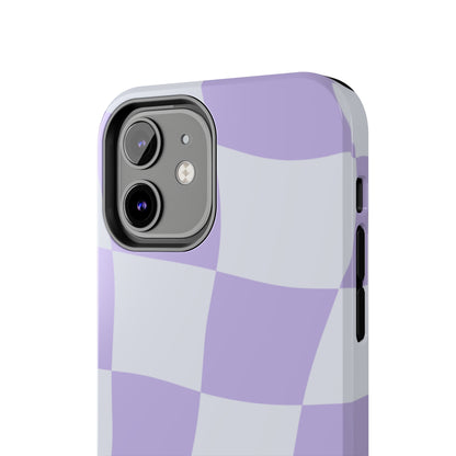 Light Purple Checked Smiley Face Cell Phone Case - Cheerful and Stylish Protective Cover