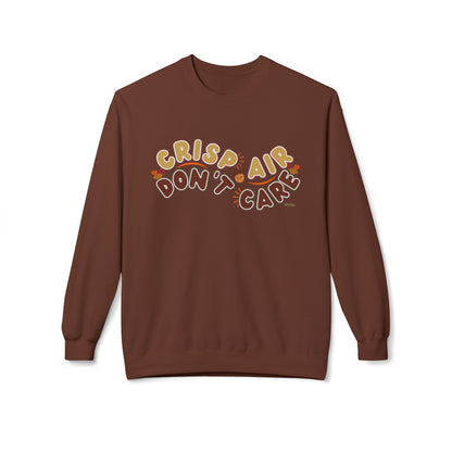 Eddy and Rita Women's Midweight Sweatshirt - "Crisp Air, Don't Care" Fall Graphic Pullover