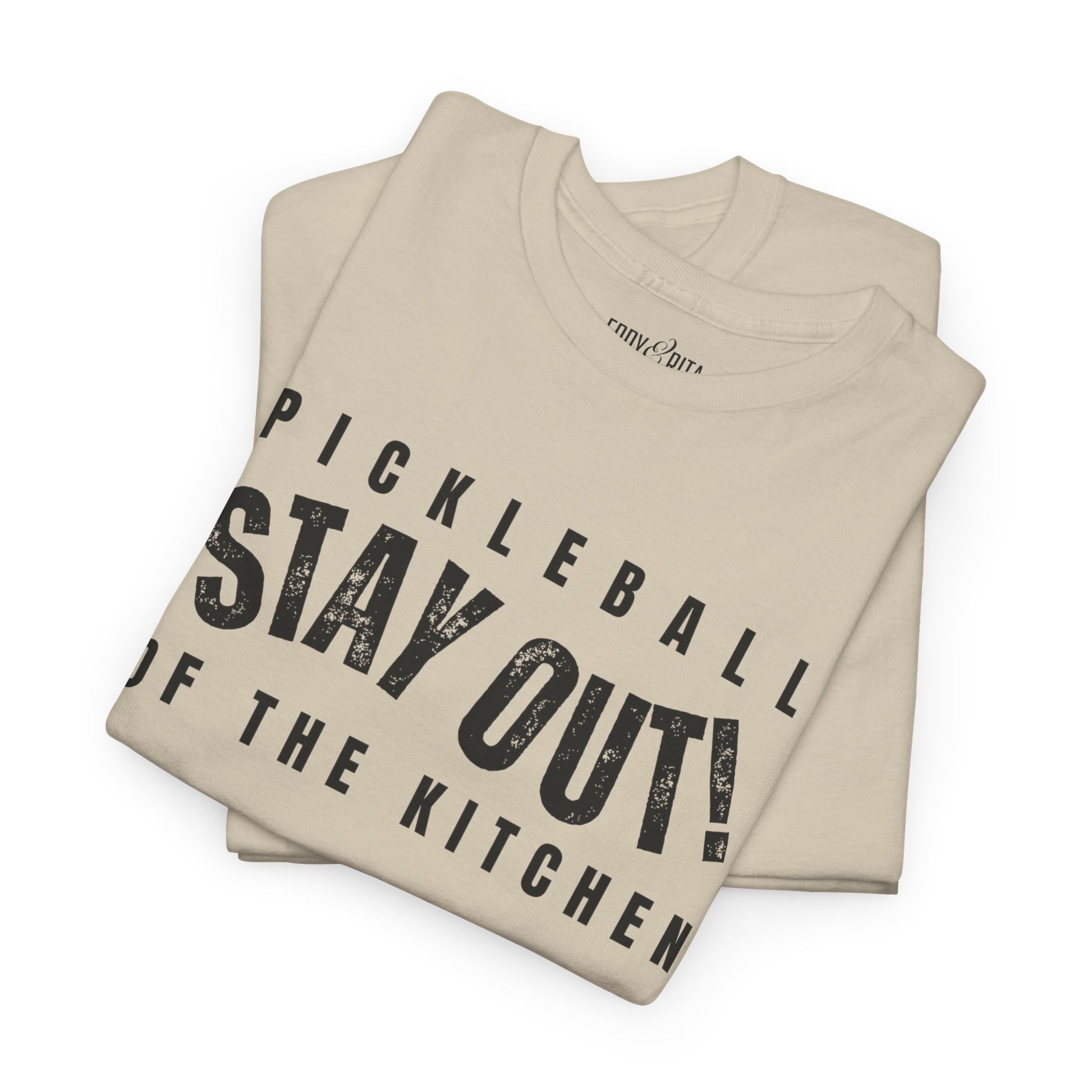 Eddy and Rita Women's Heavy Cotton T-Shirt - "Pickleball Stay Out of the Kitchen" Graphic Tee for Pickleball Enthusiasts