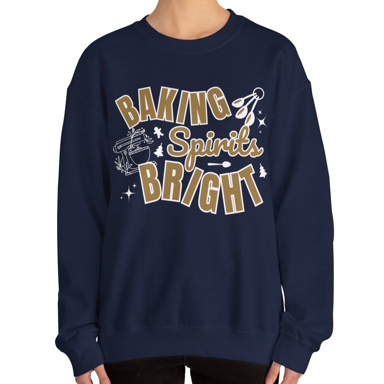 Women's Heavy Sweatshirt – "Baking Spirits Bright" Christmas Baking Graphic Sweatshirt