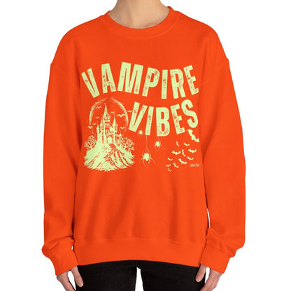 Eddy and Rita Women's Heavy Crewneck Sweatshirt - "Vampire Vibes" Halloween Graphic Pullover