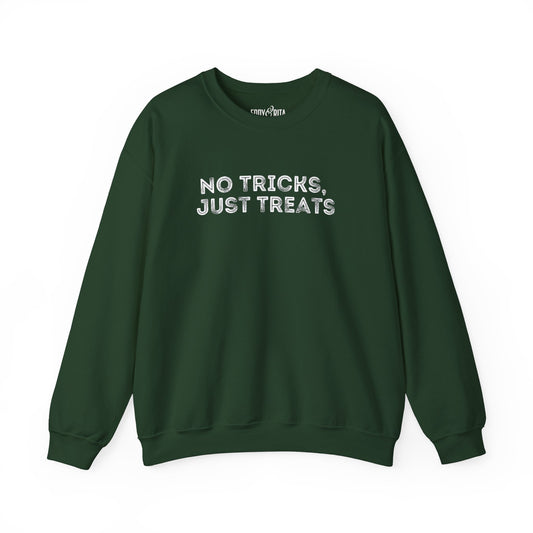 Men's Heavy Crewneck Sweatshirt - "No Tricks, Just Treats" Halloween Edition