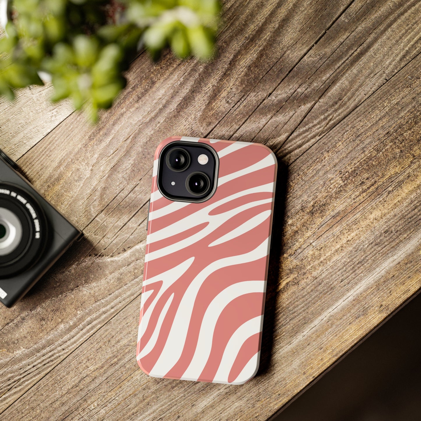 Pink and White Zebra Stripes iPhone Case - Stylish and Protective Cover for Your Device