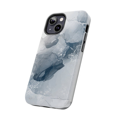 Gray and White Marble Pattern Cell Phone Case - Elegant and Sleek Device Cover