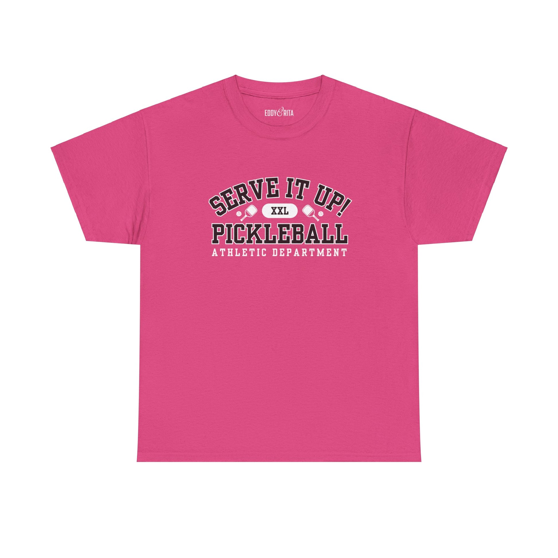 Eddy and Rita Unisex Heavy Cotton T-Shirt - "Serve It Up Pickleball Athletic Department" Graphic Tee