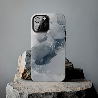 Gray and White Marble Pattern Cell Phone Case - Elegant and Sleek Device Cover