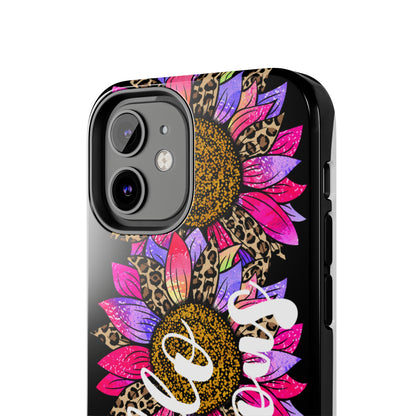 Hello Gorgeous Pink Purple Leopard Sunflowers iPhone Case - Stylish Floral Protective Cover