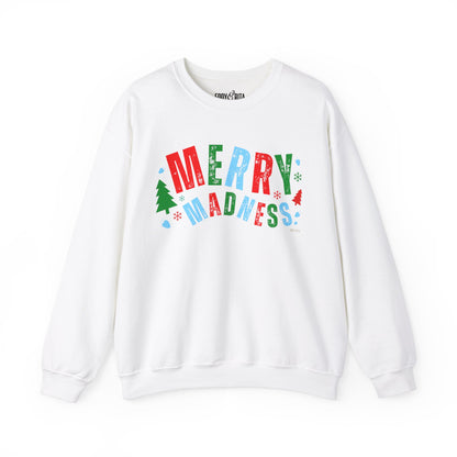 Women's Heavy Sweatshirt – "Merry Madness" Fun and Festive Christmas Graphic Sweatshirt