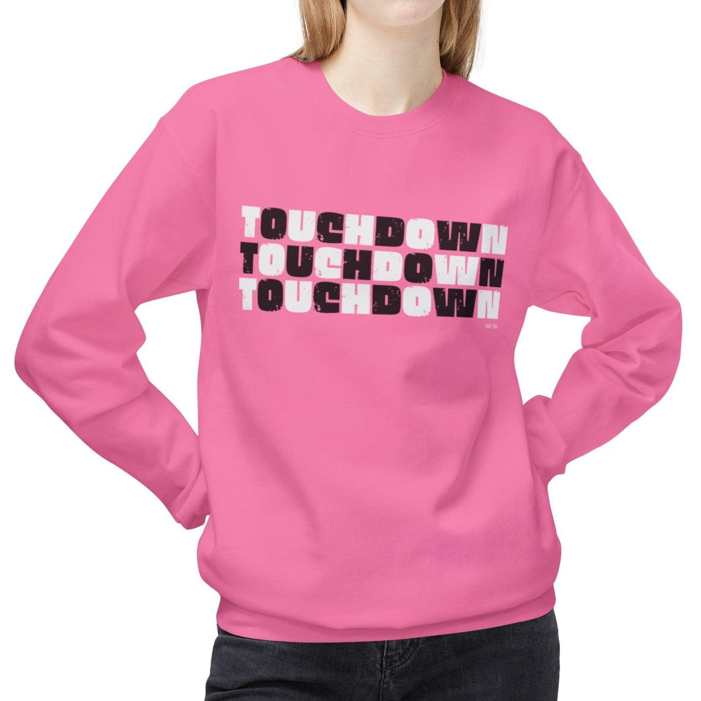 Eddy and Rita Women's Midweight Crewneck Sweatshirt - "Touchdown" Black and White Checked Graphic Pullover