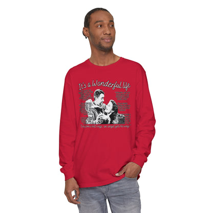 Women's Comfort Colors Long Sleeve Tee: 'It's a Wonderful Life' Christmas Movie Tribute Apparel