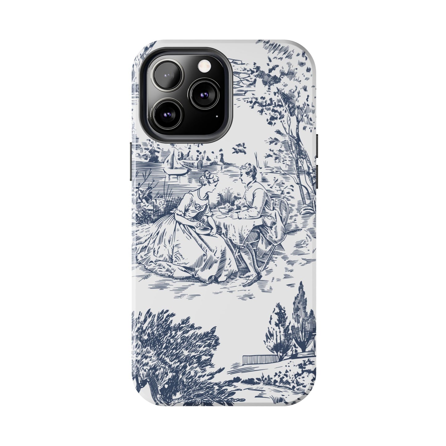 Tough Phone Case for iPhone – Elegant Toile Design | Durable and Stylish Stocking Stuffer Gift