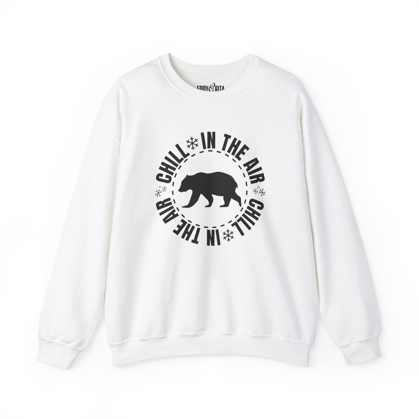 Women's Heavy Sweatshirt – "Chill In The Air Bear" Cozy Winter Graphic Sweatshirt