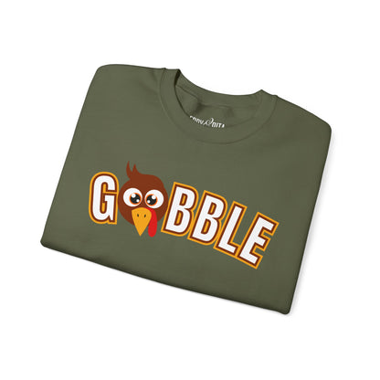 Women's Heavy Sweatshirt – "Gobble, Gobble, Gobble" Fun Thanksgiving Graphic Sweatshirt