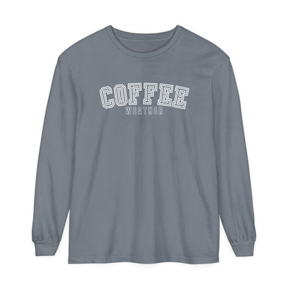 Comfort Colors Garment-Dyed Long Sleeve T-Shirt - 'Coffee Weather' Cozy Tee - Eddy and Rita