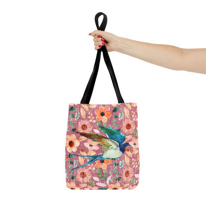 Spring Serenade: Women's Small Tote Bag with Beautiful Bluebird and Floral Elegance