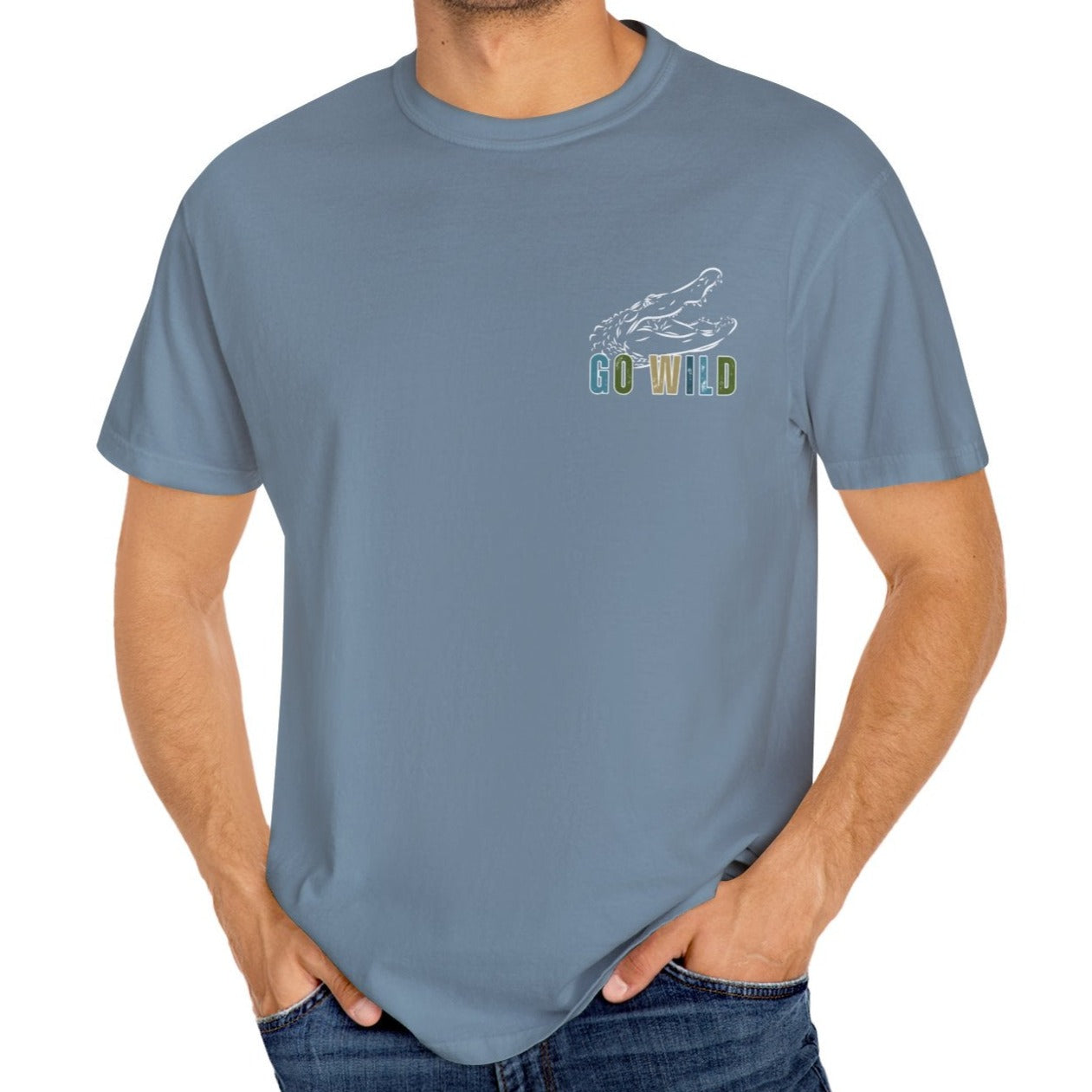 Eddy and Rita Men's Comfort Colors T-Shirt - "Go Wild" Alligator Graphic Tee