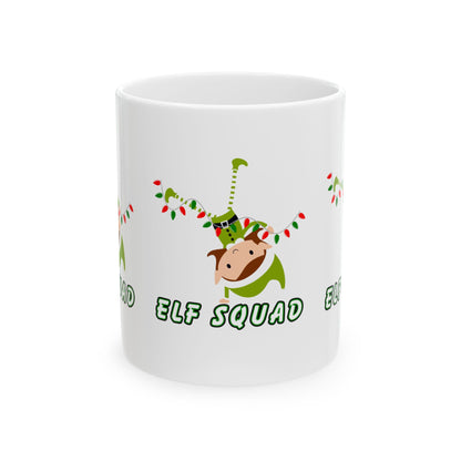 11 oz Ceramic Mug – “Elf Squad” | Fun and Festive Holiday Coffee Cup