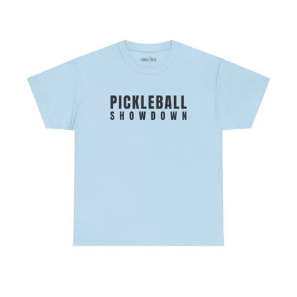 Eddy and Rita Unisex Heavy Cotton T-Shirt - "Pickleball Showdown" Graphic Tee for Sports Enthusiasts