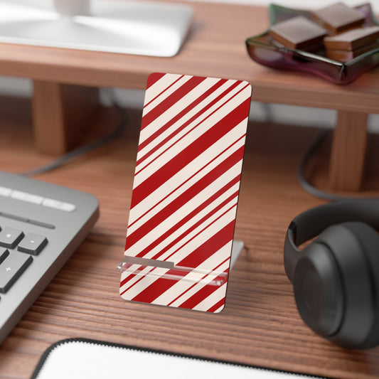 Mobile Display Stand for iPhone – Candy Cane Stripes Design | Perfect Holiday Stocking Stuffer