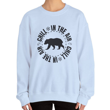 Women's Heavy Sweatshirt – "Chill In The Air Bear" Cozy Winter Graphic Sweatshirt