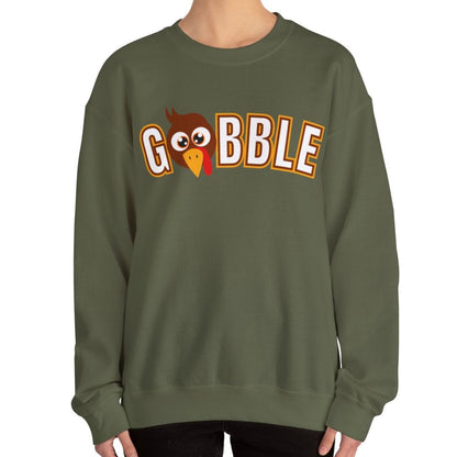 Women's Heavy Sweatshirt – "Gobble, Gobble, Gobble" Fun Thanksgiving Graphic Sweatshirt