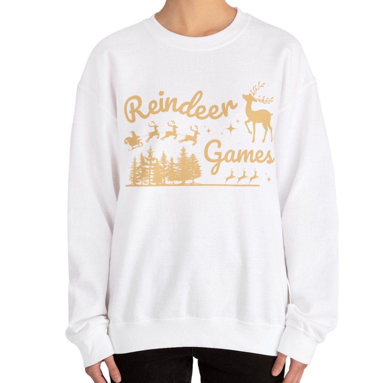 Women's Heavy Sweatshirt – "Reindeer Games" Festive Christmas Graphic Sweatshirt