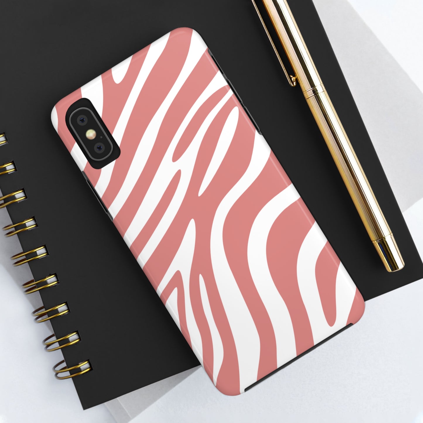 Pink and White Zebra Stripes iPhone Case - Stylish and Protective Cover for Your Device