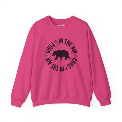 Women's Heavy Sweatshirt – "Chill In The Air Bear" Cozy Winter Graphic Sweatshirt