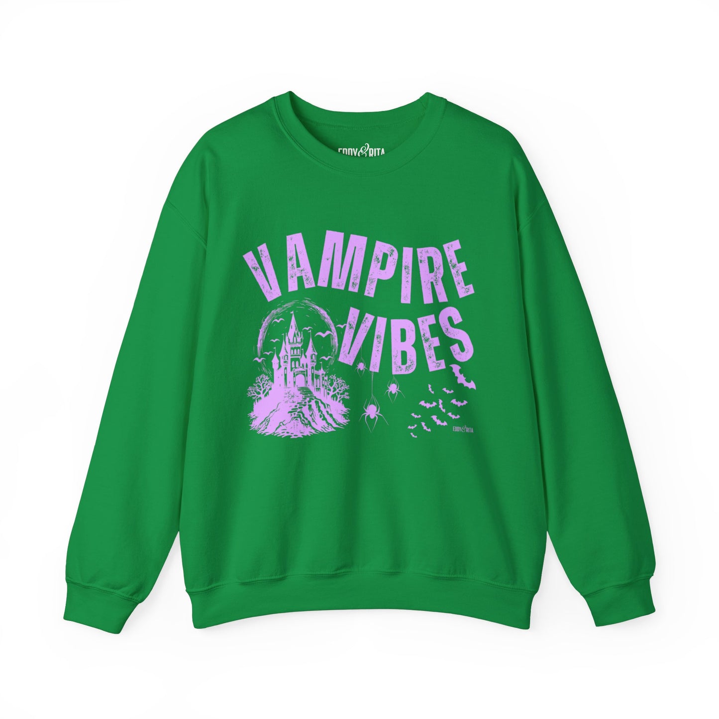 Eddy and Rita Women's Heavy Crewneck Sweatshirt - "Vampire Vibes" Halloween Graphic Pullover