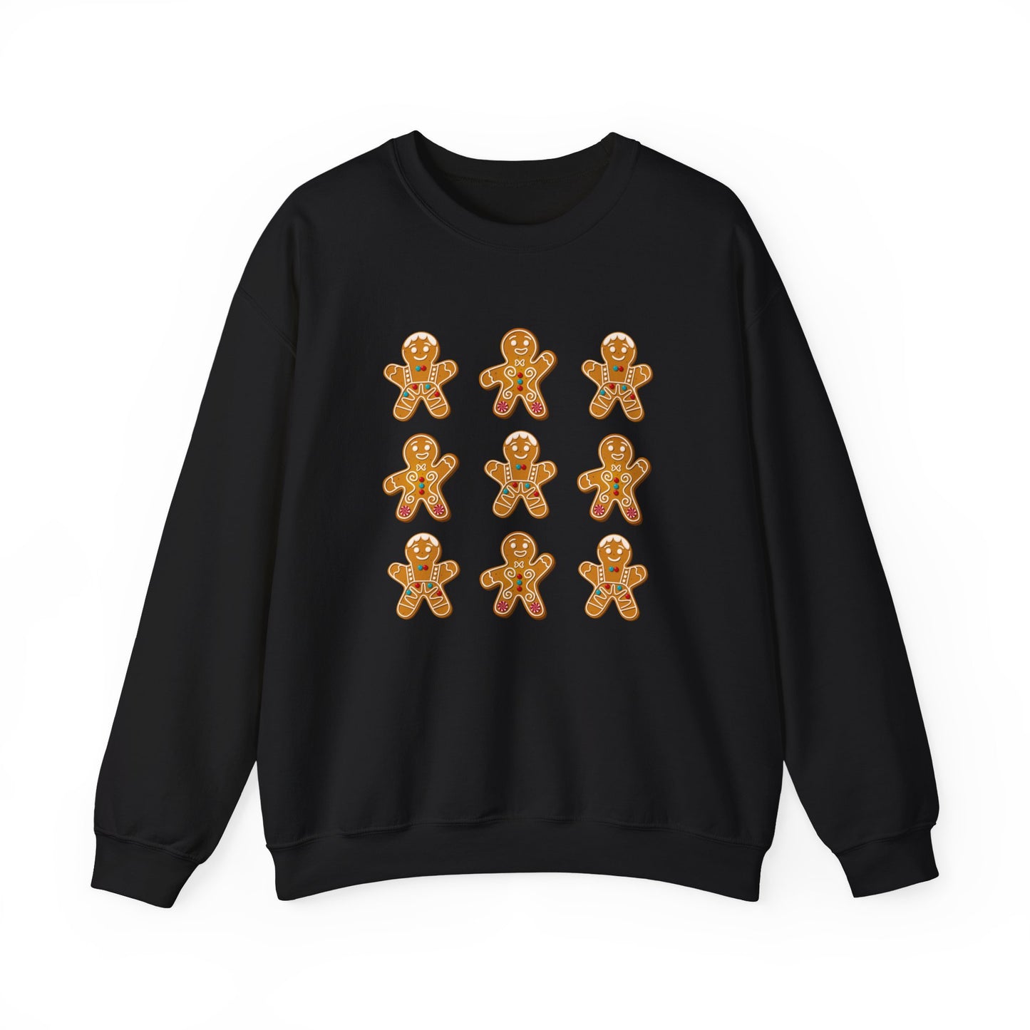 Women's Heavy Sweatshirt – "Gingerbread Cookie" Festive Holiday Graphic Sweatshirt