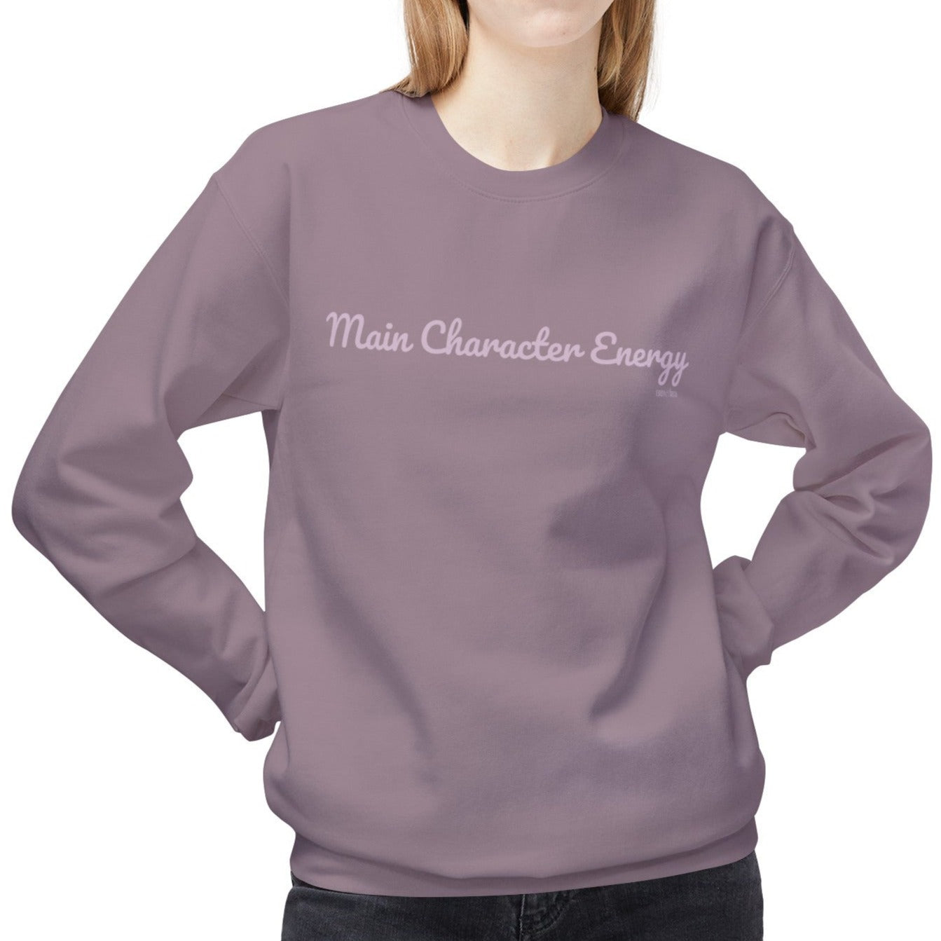 Eddy and Rita Women's Midweight Crewneck Sweatshirt - "Main Character Energy" Inspirational Graphic Pullover