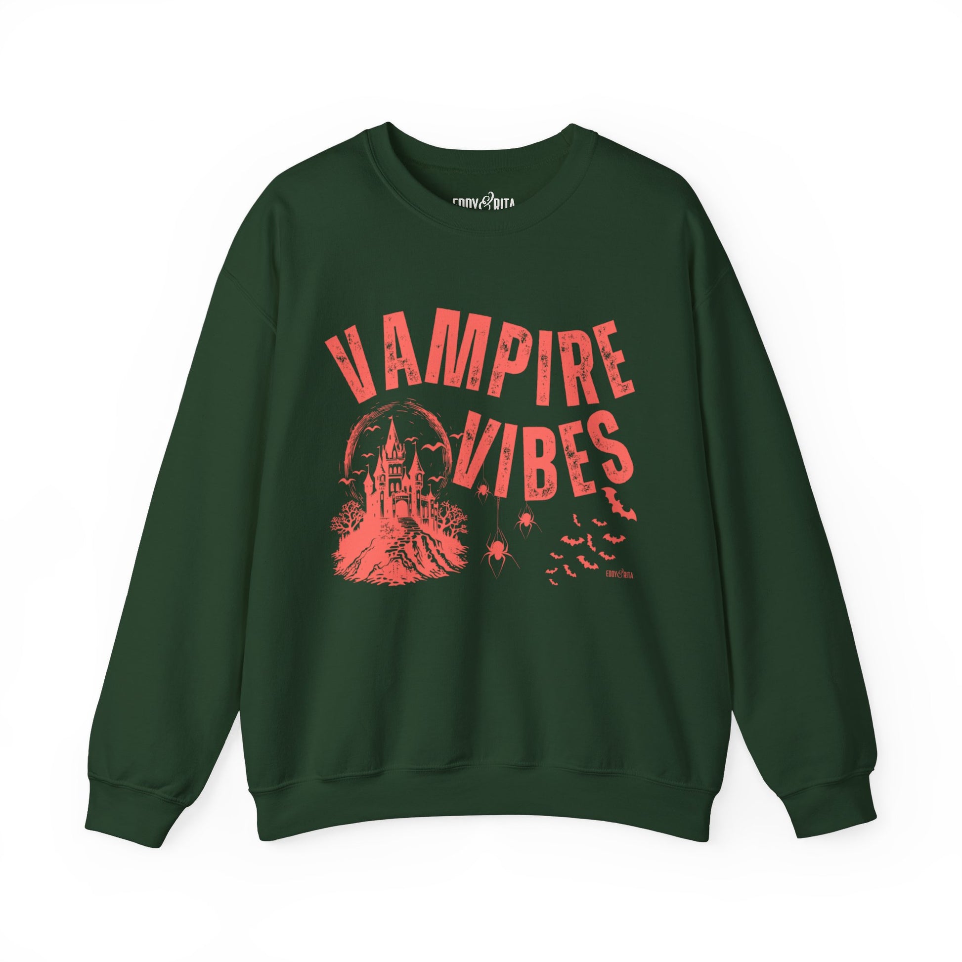 Eddy and Rita Women's Heavy Crewneck Sweatshirt - "Vampire Vibes" Halloween Graphic Pullover