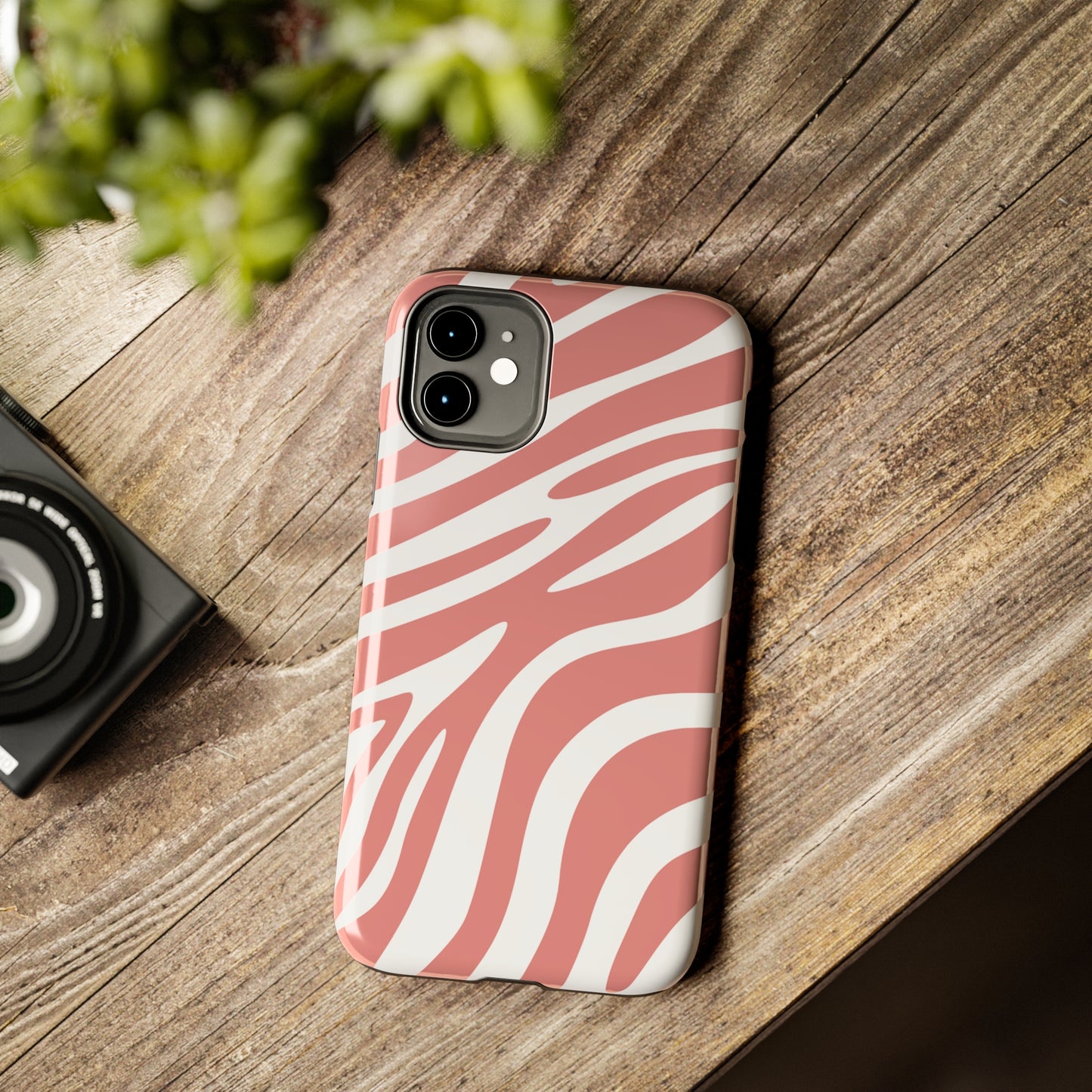 Pink and White Zebra Stripes iPhone Case - Stylish and Protective Cover for Your Device