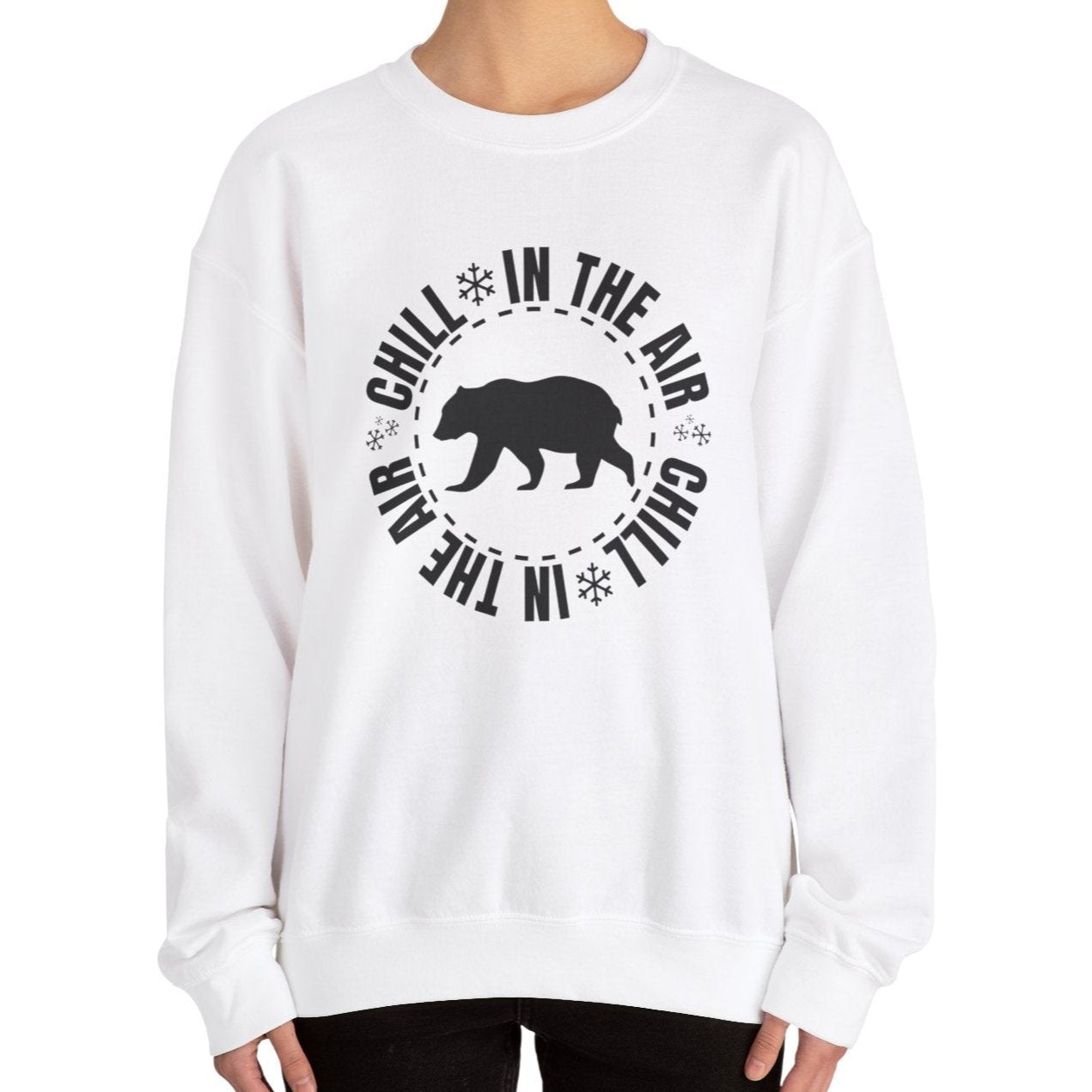 Women's Heavy Sweatshirt – "Chill In The Air Bear" Cozy Winter Graphic Sweatshirt