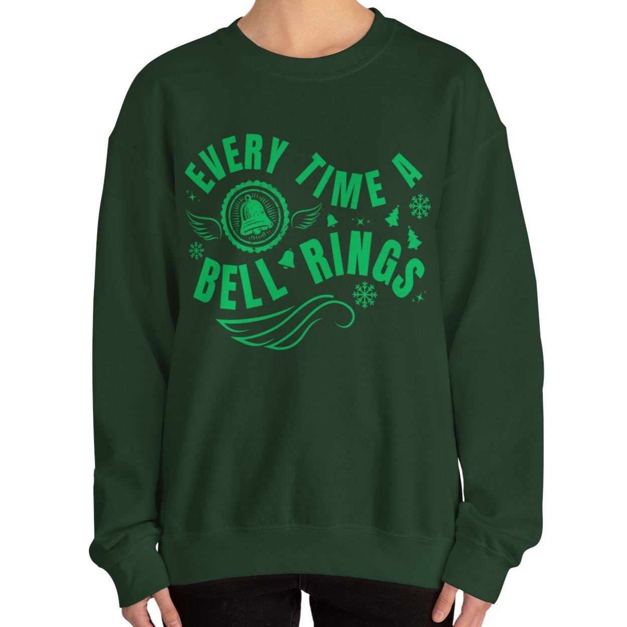 Women's Heavy Sweatshirt – "Every Time a Bell Rings" Christmas Graphic Sweatshirt