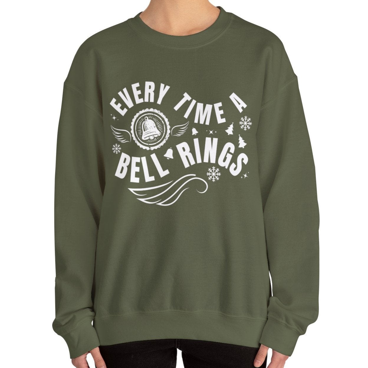 Women's Heavy Sweatshirt – "Every Time a Bell Rings" Christmas Graphic Sweatshirt