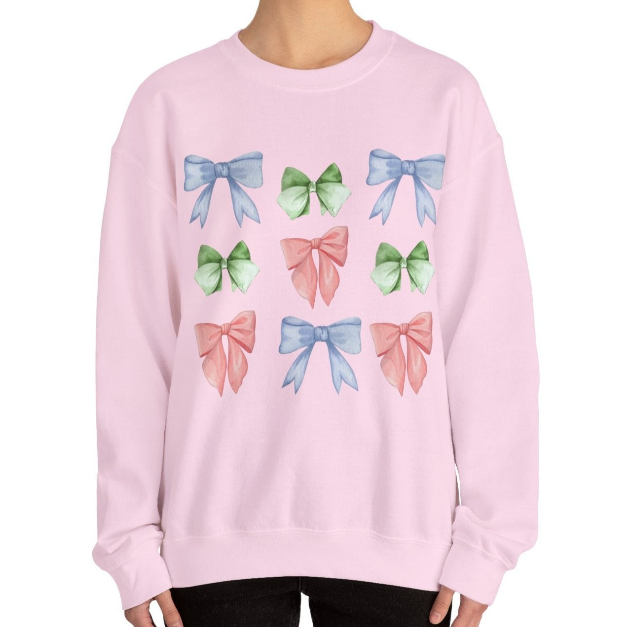 Eddy and Rita Women's Heavy Crewneck Sweatshirt - Pastel Bows Graphic Pullover