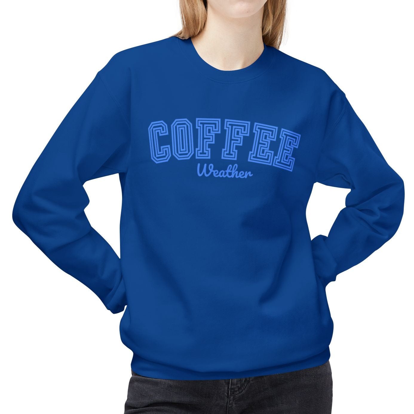 Women's Midweight Fleece Sweatshirt – "Coffee Weather" Cozy and Stylish Graphic Sweatshirt