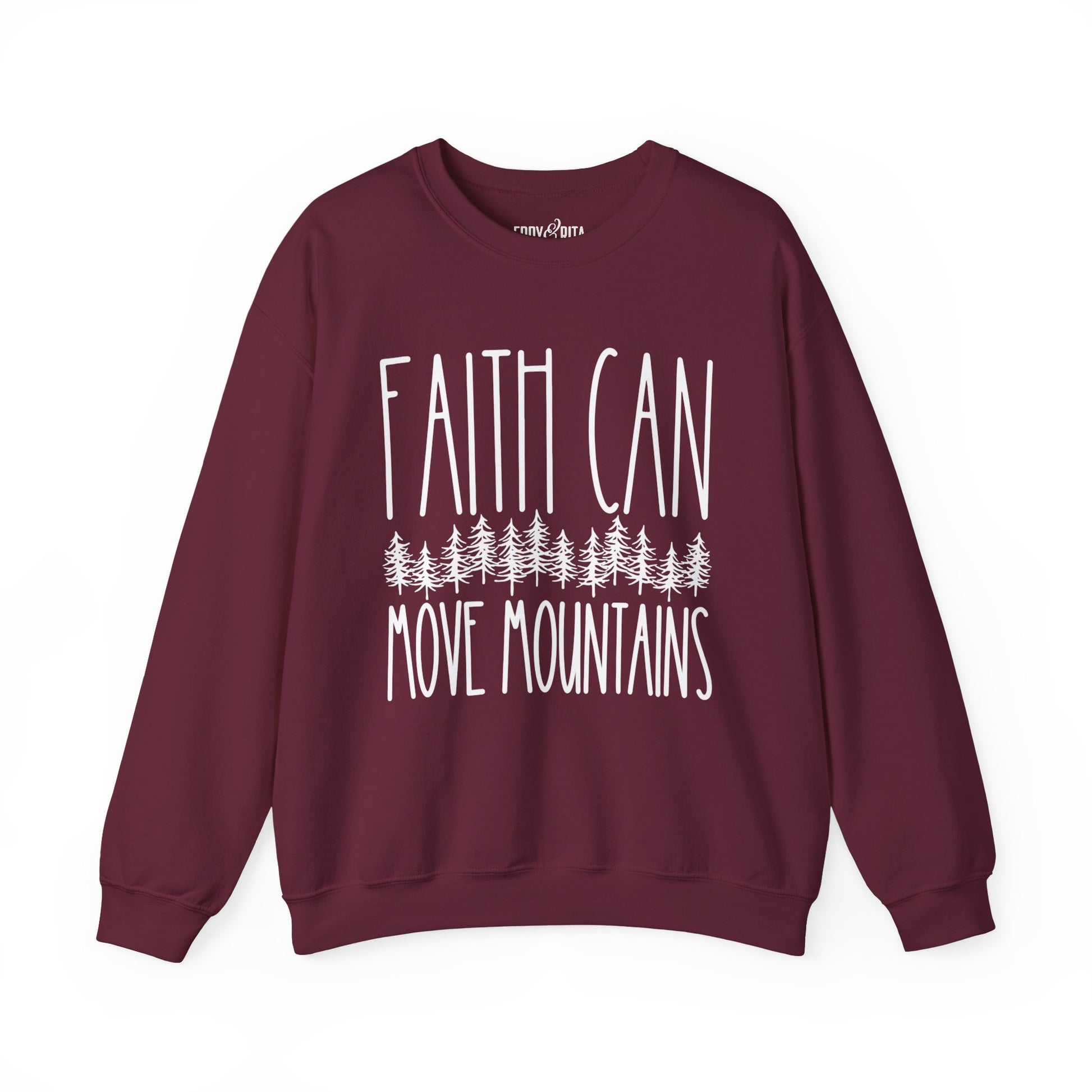 Women’s Heavy Sweatshirt – “Faith Can Move Mountains” | Cozy and Inspirational Pullover for Everyday Wear