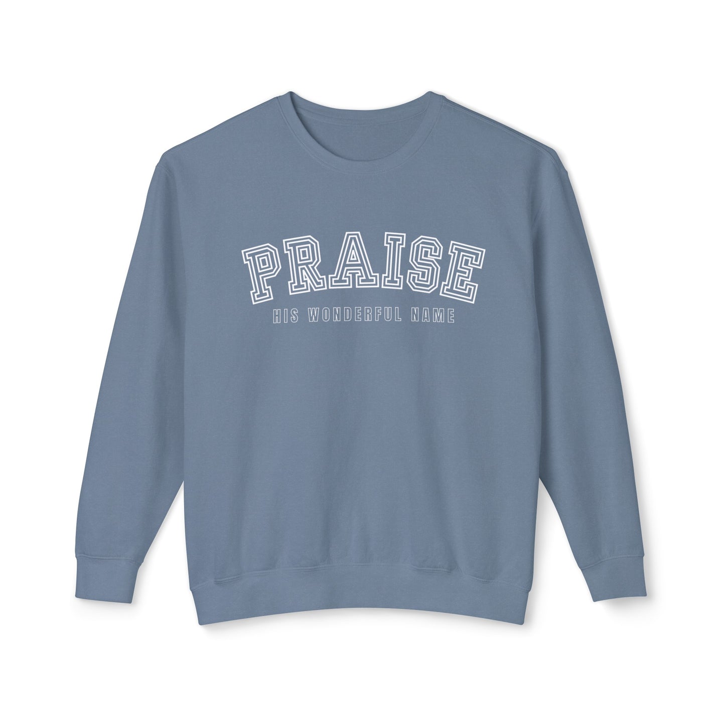 Eddy and Rita Women's Comfort Colors Lightweight Sweatshirt - "Praise His Wonderful Name" Graphic Pullover for Faithful Souls