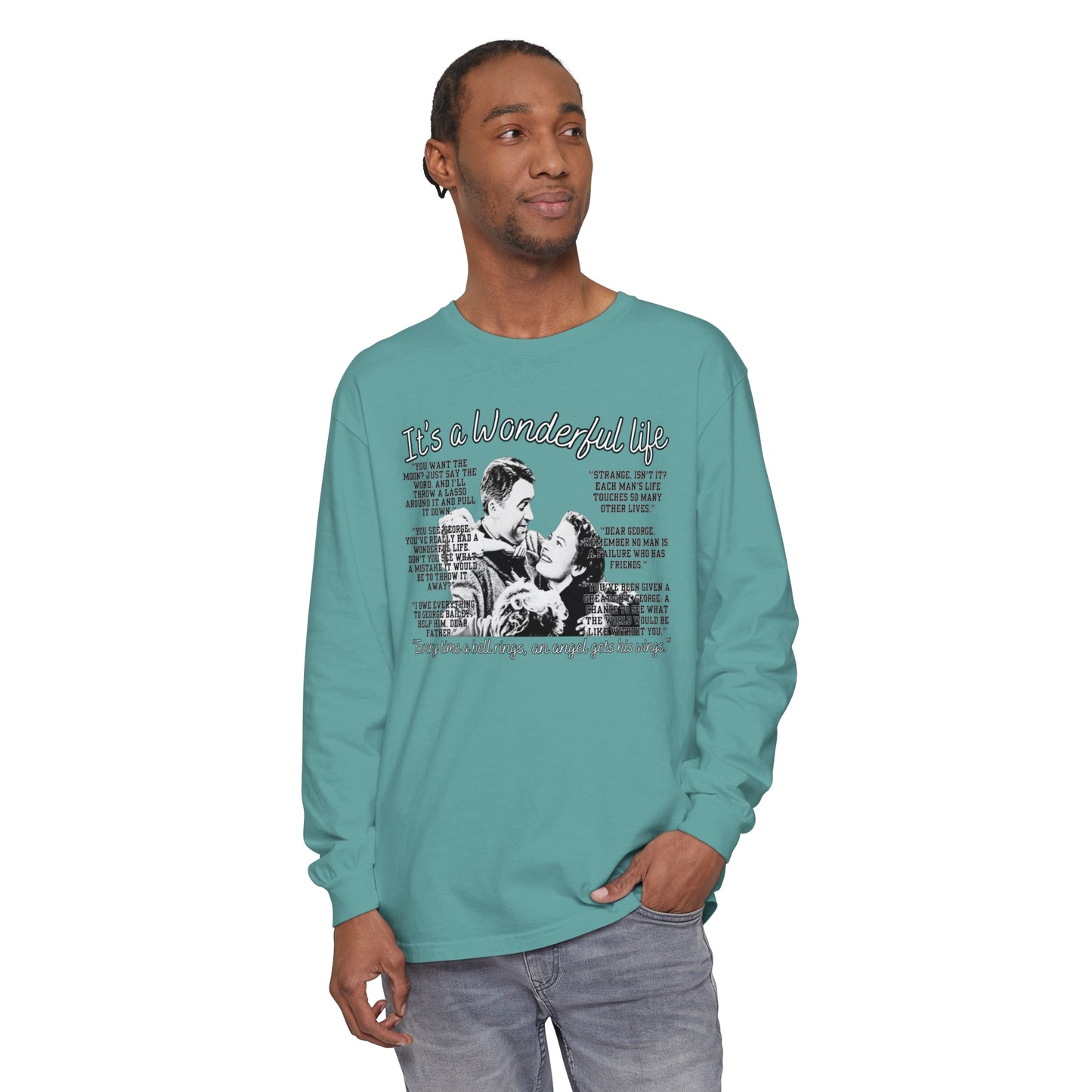 Women's Comfort Colors Long Sleeve Tee: 'It's a Wonderful Life' Christmas Movie Tribute Apparel