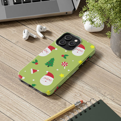 Tough Phone Case for iPhone – Bright Santa Design | Durable Holiday Stocking Stuffer Gift